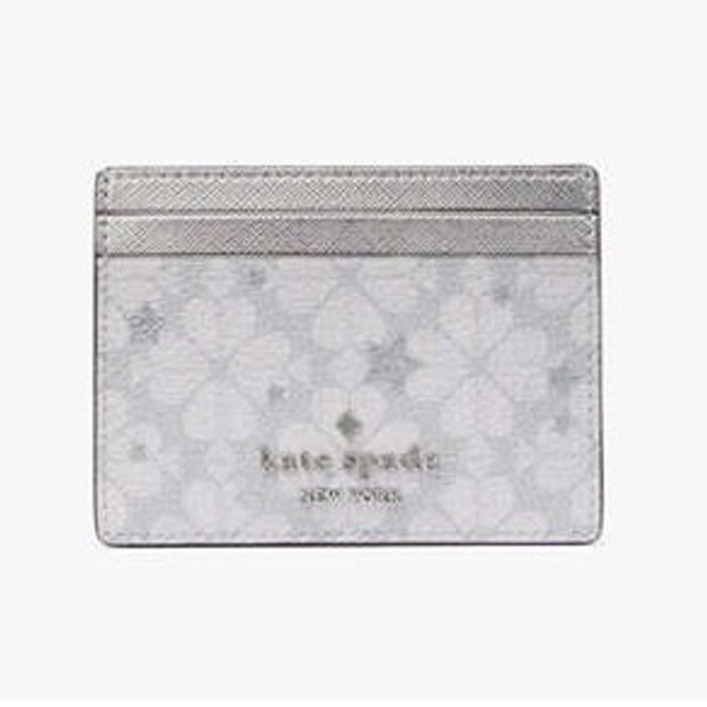 Kate Spade Spade Flower Star Toss Slim Card Holder Silver